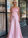 Fancy Pink Corset A-Line Satin Prom Dress with Beaded Bodice,OLP1757