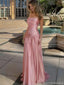 Glamorous Pink Ruched Satin Strapless Prom Dress Mermaid Floor Length Party Gown,OLP1850