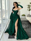 Elegant Green Spaghetti Strap Mermaid Long Prom Dress Ideas, Evening Party Dresses, OLP1602