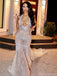 Modern Silver Prom Dress Halter Neck Deep V Backless Sparkly Maxi Gown,OLP1770