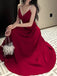 Elegant Spaghetti Strap Sleeveless Mermaid Satin Evening Prom Dresses Online, OLP882