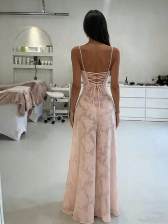 Sexy Spaghetti Strap Sleeveless Mermaid Tulle Pink Long Prom Dresses Online, OL496