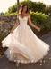 A-Line Off The Shoulder Tulle Lace Floor Length Wedding Dresses,RBWD0016