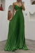 Sexy Spaghetti Strap Sleeveless A-line Satin Evening Prom Dresses Online, OLP969