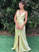 Sexy V-neck Sleeveless Mermaid Satin Evening Prom Dresses Online, OLP916