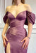 Sexy Purple Off-Shoulder Sleeveless Mermaid Side Slit Long Prom Dress Ideas, Evening Party Dresses , OLP1205