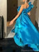 Gorgeous One Shoulder A-line Royal Blue Long Evening Prom Dress for Women, OL066