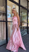 Fancy Pink Corset A-Line Satin Prom Dress with Beaded Bodice,OLP1757