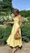 Pretty Yellow Cotton Prom Gown Strapless Sweetheart Neck Ruffle Bust Dress,OLP2117