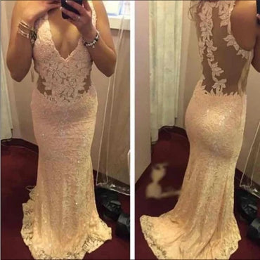 Sexy Pink V-Neck Mermaid Long Prom Dress Ideas, Evening Party Dresses, OLP1503