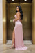 Elegant Pink Sweetheart Sleeveless Mermaid Satin Long Evening Prom Dresses Online, OLP759