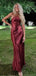 Sexy Burgundy V-Neck Mermaid Long Prom Dress Ideas, Evening Party Dresses, OLP1642