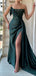 Chic Green Sweetheart Mermaid Side Slit Long Prom Dress Ideas, Evening Party Dresses, OLP1603