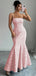 Elegant Applique Pink Spaghetti Strap Mermaid  Long Prom Dress Ideas, Evening Party Dresses, OLP1464
