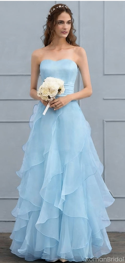 Elegant Blue Sweetheart A-Line Long Prom Dress Ideas, Evening Party Dresses, OLP1440