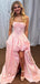 Modern Pink Taffeta High-Low Prom Dress Corset Bodice Pleated Party Gown,OLP1800