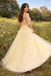 Unique Champagne Tulle Prom Gown Floral Applique Corset Straps Ball Skirt,OLP2118