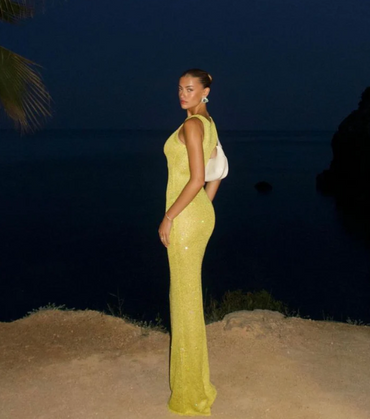Elegant Yellow Jewel Mermaid Long Prom Dress Ideas, Evening Party Dresses, OLP1364