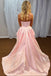 Modern Pink Taffeta High-Low Prom Dress Corset Bodice Pleated Party Gown,OLP1800