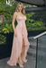 Fancy Blush Pink High-Low Prom Dress Floral Embroidery Sweetheart Bodice,OLP1997