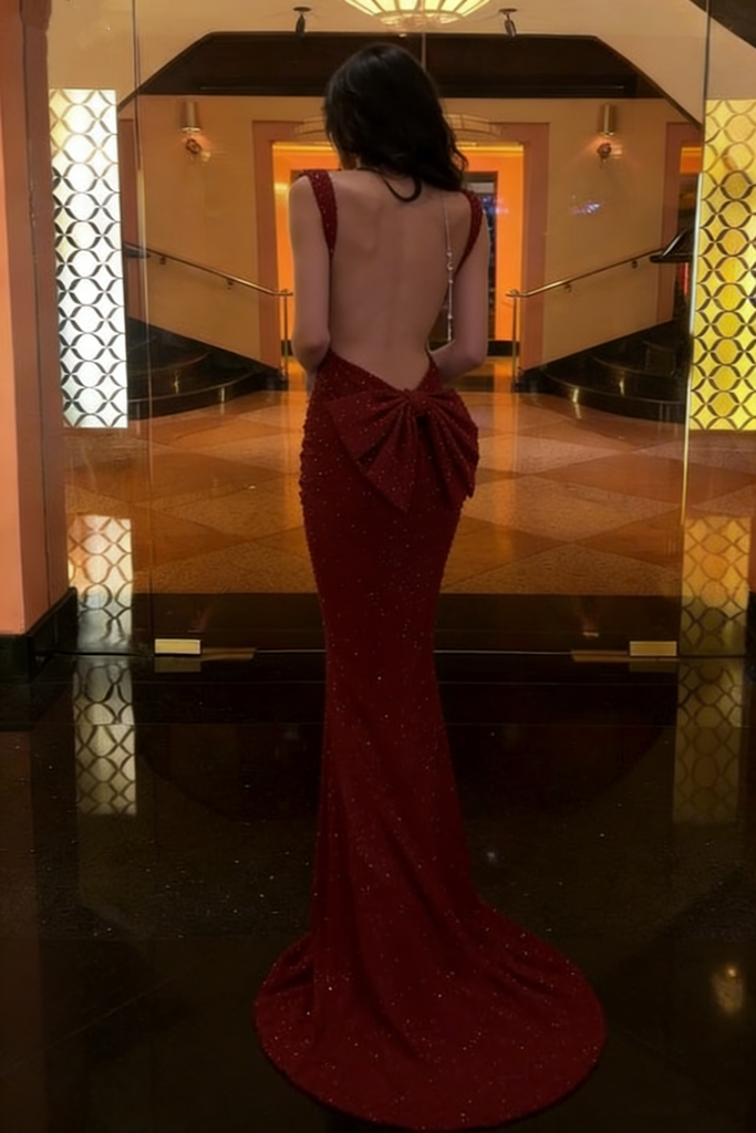 Sexy Burgundy Sparkly Prom Gown V Neck Cut Out Sides Sequin Mermaid Evening Wear,OLP2172