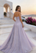 Cinderella Style Lilac Ruched Prom Gown Sweetheart Neck Chiffon Scarf,OLP1939