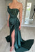 Chic Green Sweetheart Mermaid Side Slit Long Prom Dress Ideas, Evening Party Dresses, OLP1603