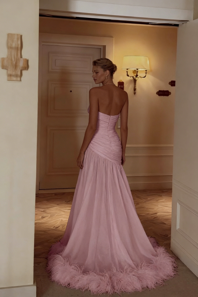 Elegant Pink Square Mermaid Long Prom Dress Ideas, Evening Party Dresses, OLP1589