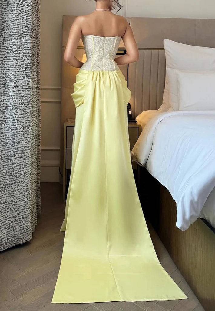 Elegant Yellow Sweetheart Mermaid Long Prom Dress Ideas, Evening Party Dresses, OLP1450