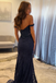 Elegant Navy Blue Off-Shoulder Mermaid Long Prom Dress Ideas, Evening Party Dresses, OLP1670
