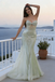 Pretty Mint Green Strapless Prom Dress Sequin Corset Mermaid Formal Dress,OLP2020