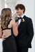 Sleek Black Mermaid Prom Dress with High Slit plus Floral Strap Detail,OLP2039