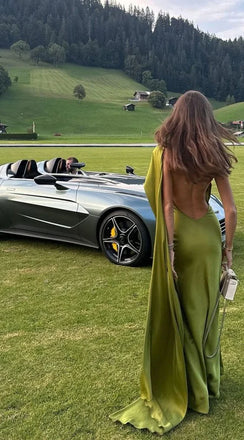 Elegant Green One-Shoulder Mermaid Long Prom Dress Ideas, Evening Party Dresses, OLP1253