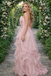 Classy Rose Pink Organza Ball Gown Featuring Oversized Floral Shoulder Detail,OLP1898