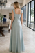 Pretty Ice Blue Empire Waist Prom Dress Beaded Bodice Sleeveless Formal Gown,OLP1912