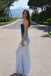 Beautiful Ombre Blue Strapless Prom Gown Ruched Bodice Flowy Chiffon Skirt,OLP2070
