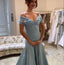 Elegant Blue Off-Shoulder Mermaid Long Prom Dress Ideas, Evening Party Dresses, OLP1477