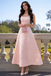 Fancy Pink A-Line Prom Dress Square Neck Butterfly Pattern Midi,OLP1969