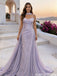 Cinderella Style Lilac Ruched Prom Gown Sweetheart Neck Chiffon Scarf,OLP1939