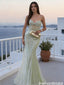 Pretty Mint Green Strapless Prom Dress Sequin Corset Mermaid Formal Dress,OLP2020