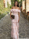Unique Blush Pink Off Shoulder Prom Dress Tiered Ruffle Linen Casual Formal Gown,OLP2078