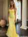 Beautiful Yellow Shimmer Prom Dress Cowl Neck Glitter Fitted Party Gown,OLP2087