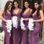 Sexy Purple V-Line Sleeveless Mermaid Long Bridesmaid Dresses Online, BG908