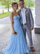 Chic Light Blue Strapless Chiffon Prom Dress Pleated A-Line Formal Dance Wear,OLP1851
