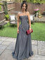 Fancy Grey Strapless Corset Prom Dress Drape Skirt Floor-Length Gown,OLP1806