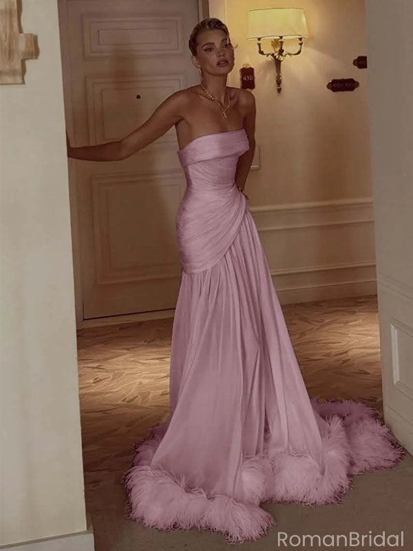 Elegant Pink Square Mermaid Long Prom Dress Ideas, Evening Party Dresses, OLP1589