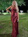 Sexy Burgundy V-Neck Mermaid Long Prom Dress Ideas, Evening Party Dresses, OLP1642