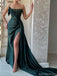 Chic Green Sweetheart Mermaid Side Slit Long Prom Dress Ideas, Evening Party Dresses, OLP1603