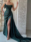 Chic Green Sweetheart Mermaid Side Slit Long Prom Dress Ideas, Evening Party Dresses, OLP1603