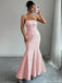 Elegant Applique Pink Spaghetti Strap Mermaid  Long Prom Dress Ideas, Evening Party Dresses, OLP1464